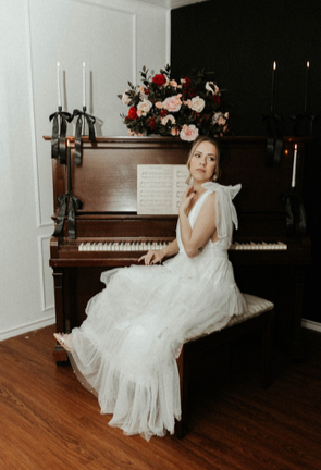 Styled portrait in a seasonal studio setting