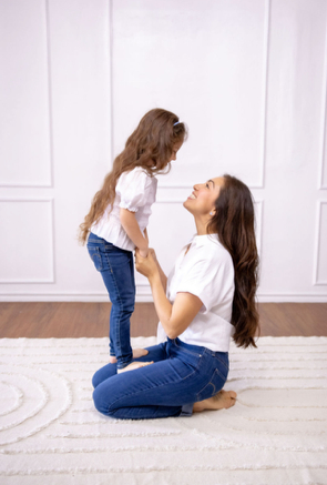 Portrait session in a bright studio setting